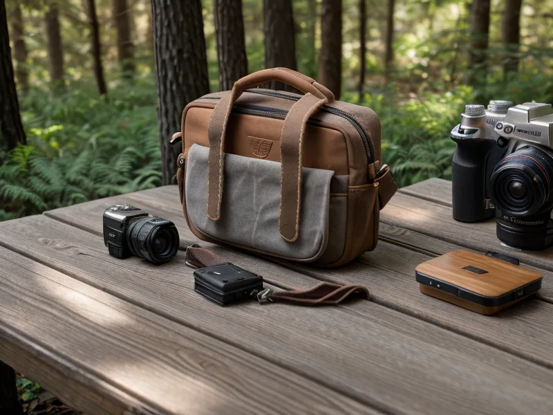 Mobiles Foto-Equipment für die Bildbearbeitung während einer Wanderung im Schwarzwald.