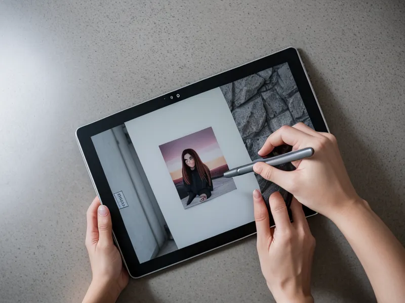 iPad mit Checkliste für Immobilienfotografie in einem leeren Raum