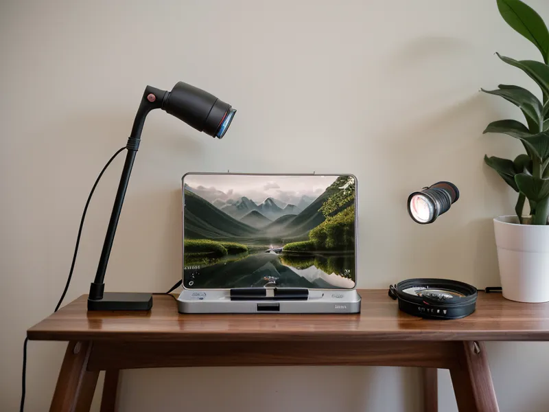 Onlinekurs-Vergleich in der Praxis: Nahaufnahme einer Hand am Laptop beim Sortieren und Bearbeiten von Schwarzwald-Landschaftsaufnahmen.
