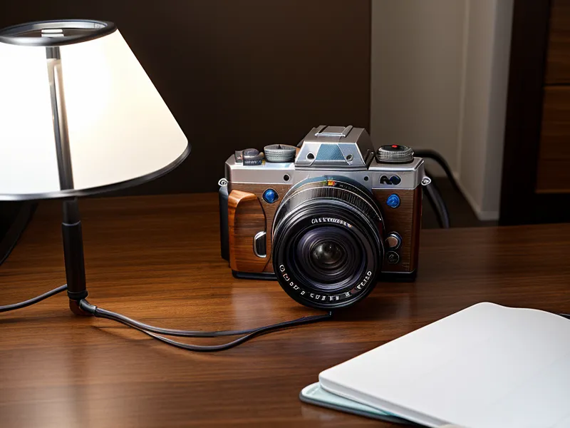 Nahaufnahme der Sony Alpha 6400 Kamera neben dem Lightroom-Workflow am Laptop.