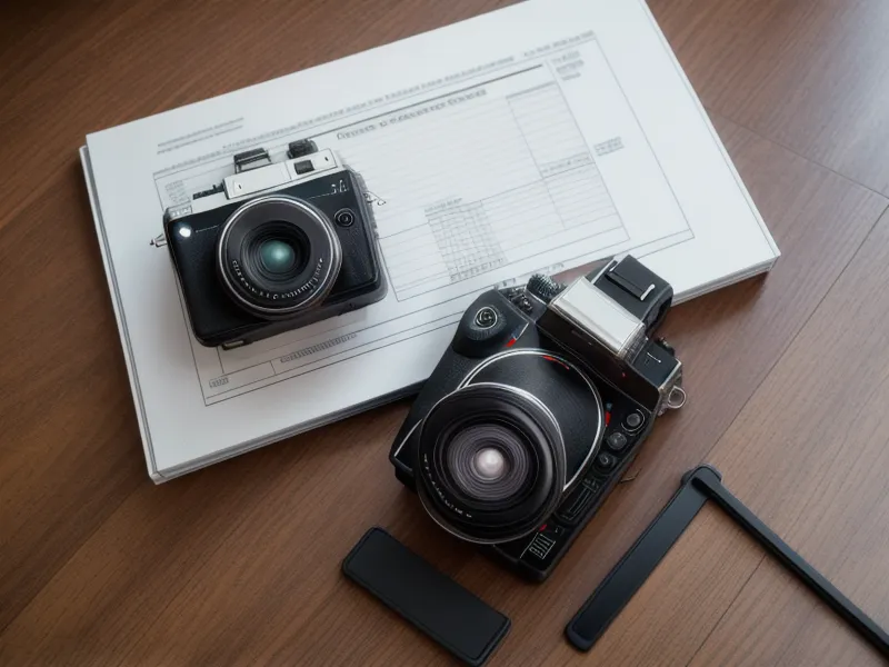Sony Kamera und Checkliste für Immobilienfotografie auf einem Tisch.